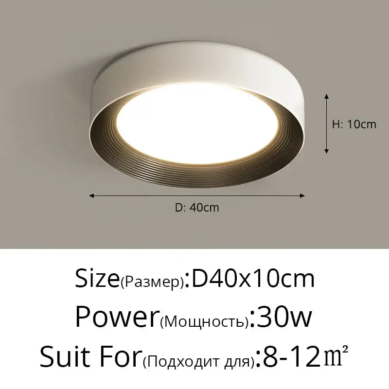 White circular decorbites led ceiling light with textured metallic rim and 30w led bulb for indoor use