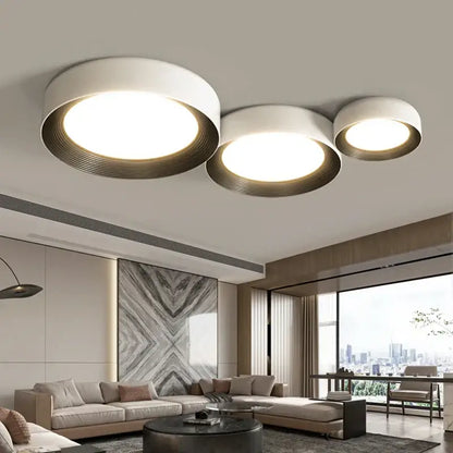 Modern white and gold circular decorbites led ceiling light fixture with sleek minimalist design for indoor use