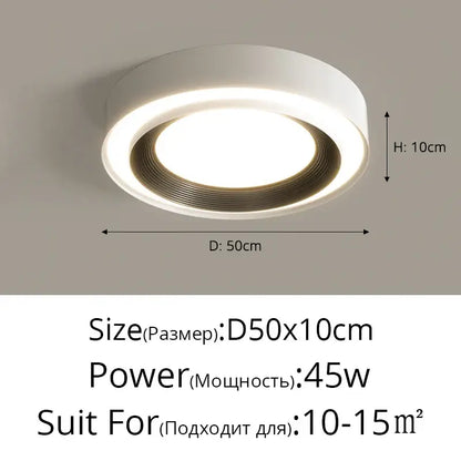 Modern white circular decorbites led ceiling light with dimmable illuminated ring for indoor bedroom and balcony lighting