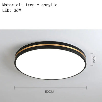Black and gold DecorBites LED ceiling light with iron and acrylic construction for modern minimalist spaces
