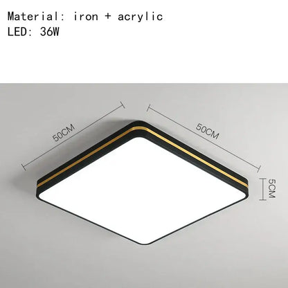 Modern square ceiling light by decorbites led ceiling lights with black and gold iron and acrylic minimalist design