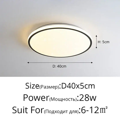 Modern circular DecorBites LED ceiling light with white diffuser and black rim 40cm for living room lighting