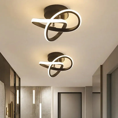 Modern black and white decorbites led ceiling light with sleek intertwined ring design for bedroom and living room