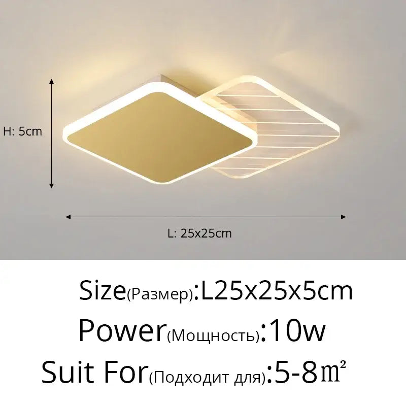 Modern gold-toned decorbites led ceiling lights with geometric rectangular panels for bedroom living room pendant lights