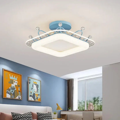 Blue square decorbites led ceiling light with star-patterned trim and crystal accents for modern indoor lighting