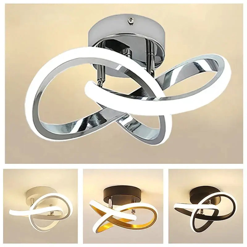 Modern chrome-finished decorbites led ceiling lights with intertwined circular rings for living room balcony staircase