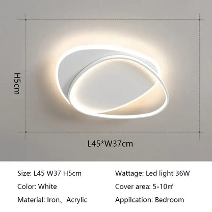 White modern decorbites led ceiling lights with sleek double-ring design in iron and acrylic for indoor use