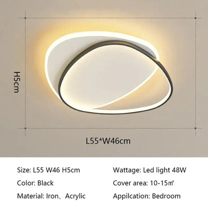Modern black oval decorbites led ceiling light with sleek iron and acrylic design emitting warm ambient glow for indoor use