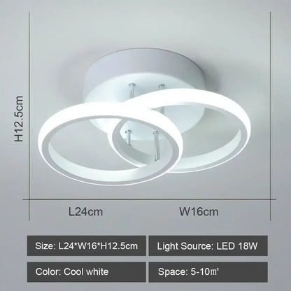 Modern white decorbites led ceiling light with interlocking circular rings for home and living room lighting