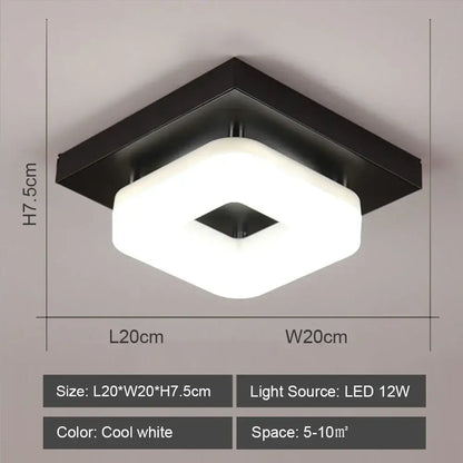 Modern square led ceiling light with black metal frame and frosted diffuser emitting cool white decorbites led ceiling illumination