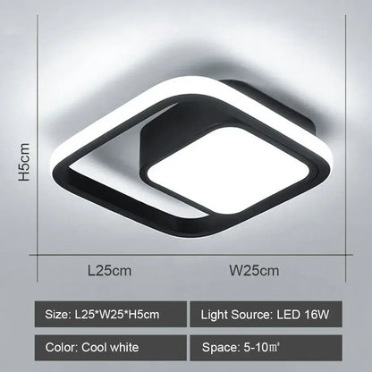 Modern black and white decorbites led ceiling light with sleek double-layered square design for home and living room lighting