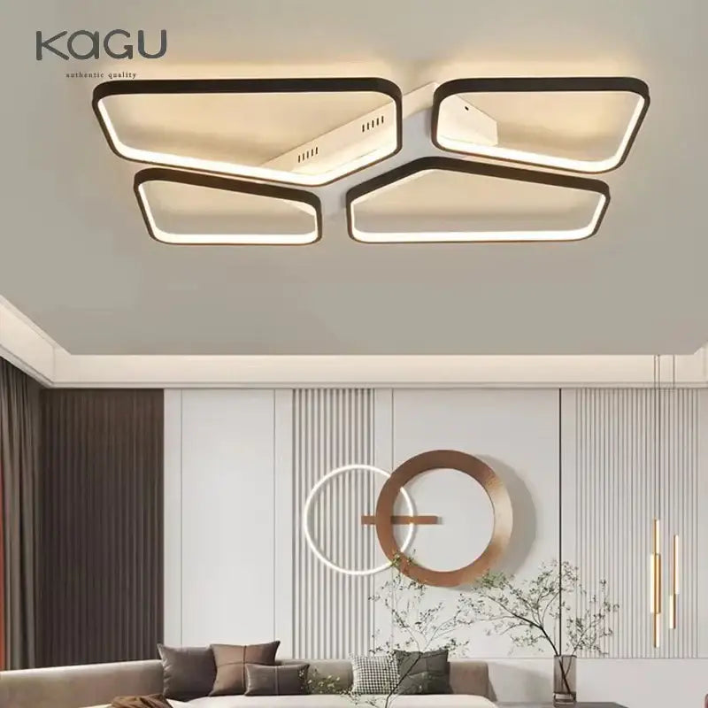Modern rectangular DecorBites LED ceiling lights with sleek black frame and warm white asymmetrical geometric panels