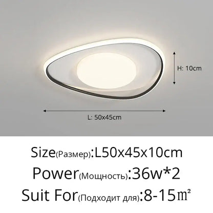 Modern oval-shaped decorbites led ceiling lights with white and black frame emitting soft warm illumination