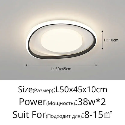 Modern oval-shaped decorbites led ceiling lights with white black frame and soft warm illumination for home lighting