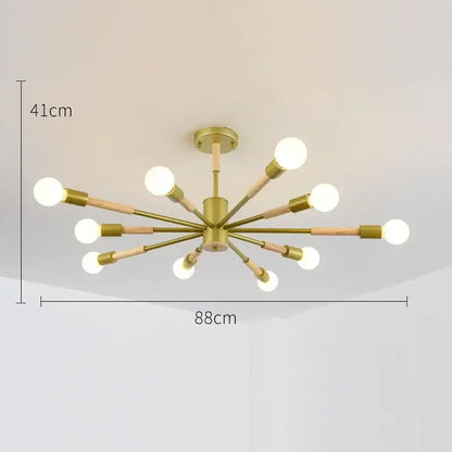 Gold-toned and wooden decorbites led ceiling lights with multiple spherical bulbs for modern livingroom and bedroom