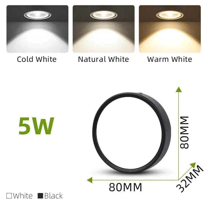 Black 5w circular recessed led ceiling spot downlight with minimalist design by decorbites for home kitchen lighting