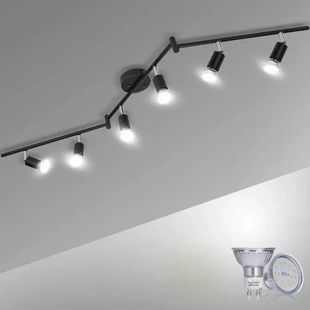 Black metal decorbites™ led ceiling spotlight chandelier with five adjustable spotlights for home lighting decor