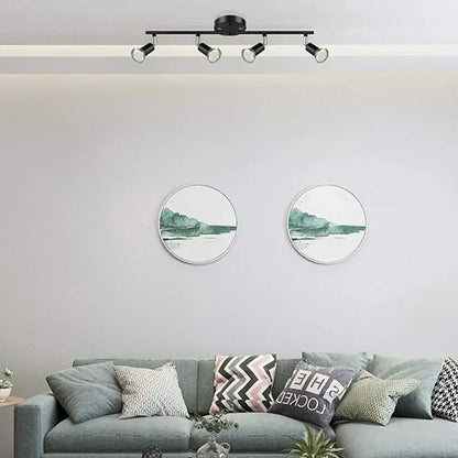 Black metal DecorBites™ ceiling spotlight chandelier with four adjustable LED spotlights for home lighting decor