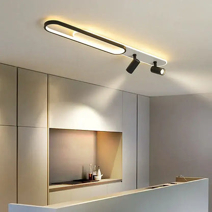 Modern black decorbites led ceiling spotlights with sleek elongated design and two adjustable led ceiling spotlights