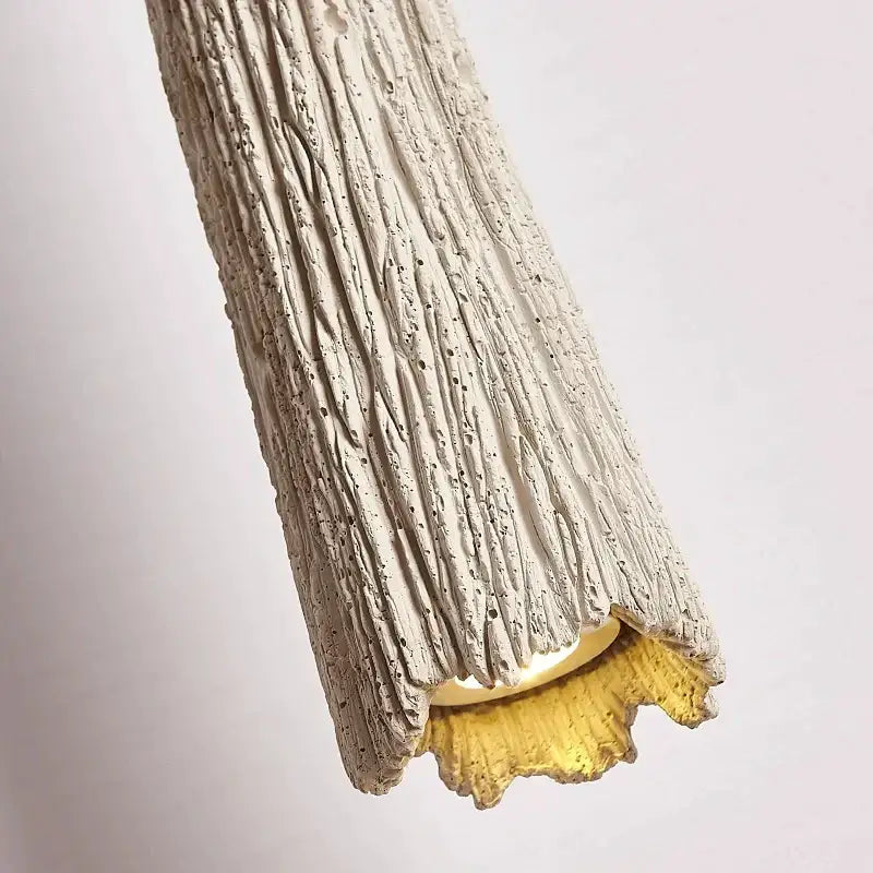 Decorbites led cement cream pendant lamp with textured off-white concrete and warm yellow glass diffuser for bedroom and bar