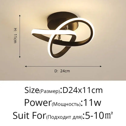 Modern black and white decorbites led chandelier with sleek intertwined ring design for stylish ceiling lighting