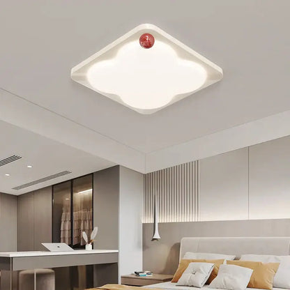 White cloud-shaped DecorBites LED chandelier ceiling light with red circular accent for bedroom and hallway use