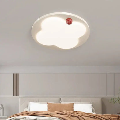 Cloud-shaped decorbites led chandelier ceiling light with smooth white acrylic finish and red accent for bedroom and hallway