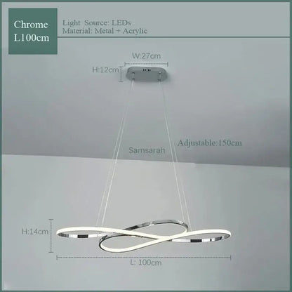 Chrome-finished infinity-loop decorbites led chandelier with metal and acrylic for living room dining kitchen lighting