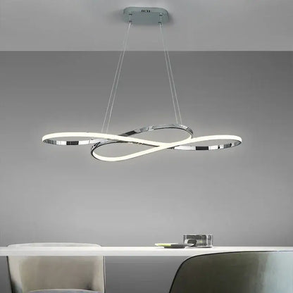 Modern chrome-finished infinity loop decorbites led chandelier with integrated led lighting for living room use