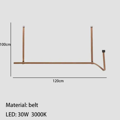 DecorBites led chandelier minimalist copper-colored belt-shaped led light fixture for dining room bar kitchen