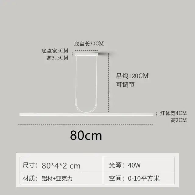 White nordic minimalist led chandelier with aluminum and acrylic design and adjustable 120cm chain for kitchen islands