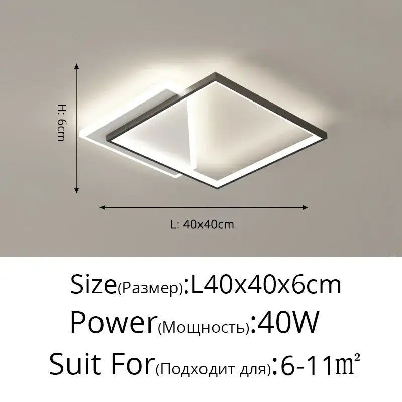 Modern minimalist decorbites led chandelier with sleek black frame and white panels for bedroom and living room lighting