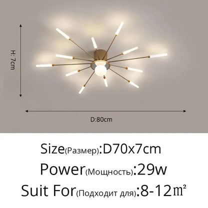 Modern brass-finished decorbites led chandelier with white cylindrical bulbs for kids room bedroom hall lighting decor