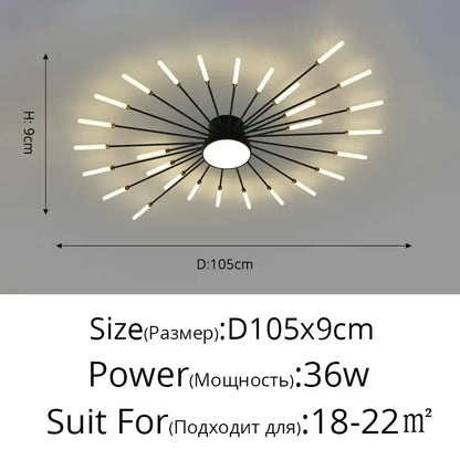 Modern black and white decorbites led chandelier with radial slender arms for kids room bedroom hall lighting decor