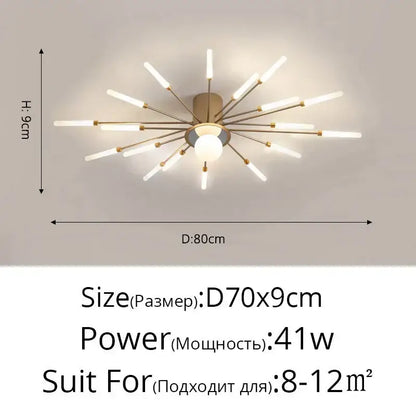 Modern gold-toned decorbites led chandelier with frosted glass rods for kids room bedroom hall lighting fixture