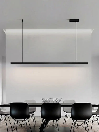 Minimalist black linear decorbites led chandelier with sleek modern design for nordic dining room and kitchen lighting