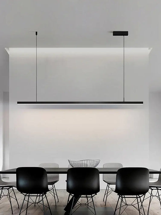 Minimalist black linear decorbites led chandelier with sleek modern design for nordic dining room and kitchen lighting
