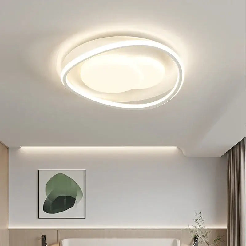 Modern white circular decorbites led chandelier light with sleek minimalist design and soft glowing illumination for indoor use