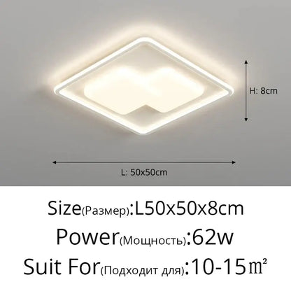 Modern square decorbites led chandelier light with sleek white frame and soft glowing illumination for indoor use