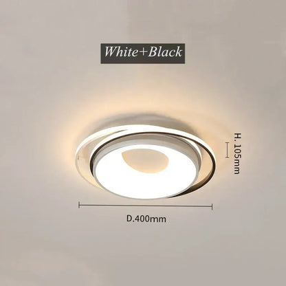 Modern white and black circular DecorBites LED chandelier with double-ring acrylic design for living and dining rooms
