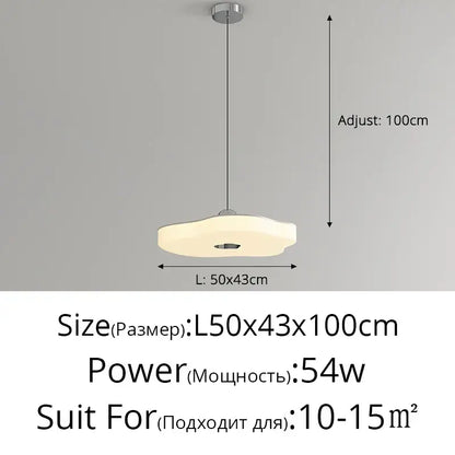 Modern minimalist decorbites led chandelier with sleek white cloud-like diffuser and polished chrome hardware for indoor use