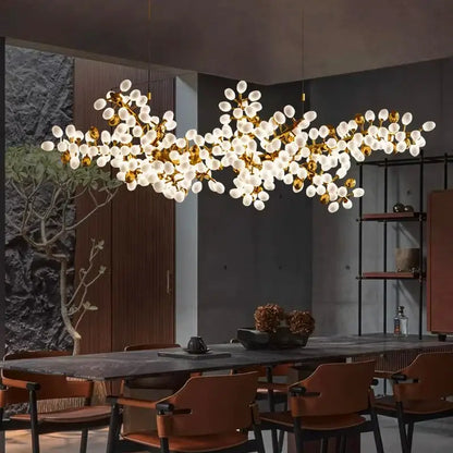 Golden branch-style decorbites led chandelier with frosted glass globes for living room and dining room lighting