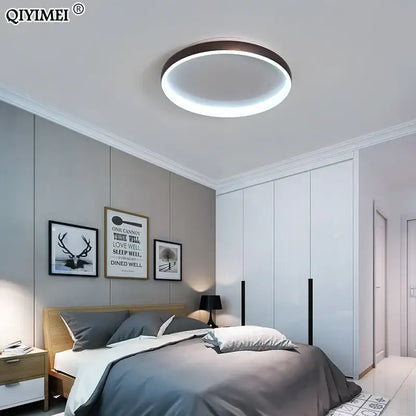 Modern circular decorbites led chandelier lights with sleek black ring and bright white led illumination for home lighting