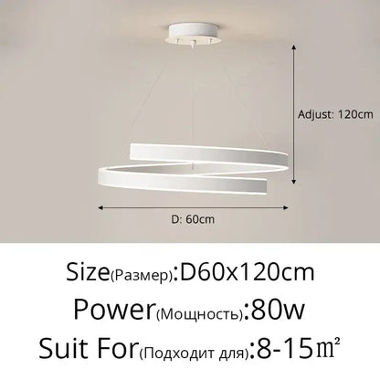 Modern white led chandelier lights with sleek double-ring design for living dining bedroom kitchen hall by decorbites