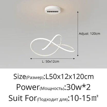 White infinity-shaped led chandelier light with sleek modern design from decorbites led chandelier lights collection