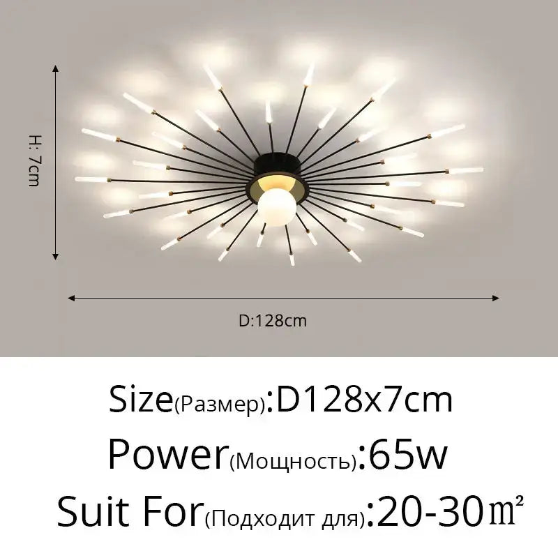 Modern black and gold decorbites led chandelier lights with frosted glass rods for living room and bedroom lighting