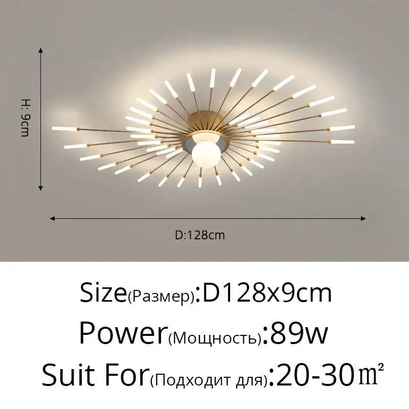 Modern gold-toned decorbites led chandelier lights with frosted glass rods and central bulb for living room lighting
