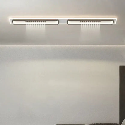 Modern white decorbites led chandelier with two rectangular panels emitting soft warm glow for living rooms