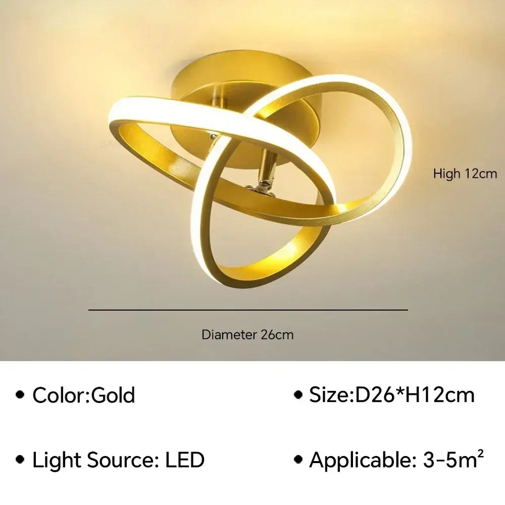 White led modern ceiling lamp with elegant intertwined loop design for living dining bedroom by decorbites
