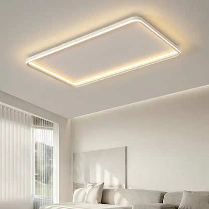 Modern rectangular decorbites led chandelier with sleek white frame and warm led glow for living room lighting
